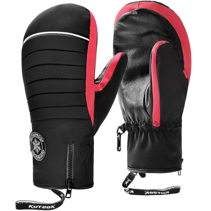 KUTOOK Skihandschuhe Ziegenleder Fäustlinge Wasserdicht Warm Winter Snowboard Handschuhe Winddicht W