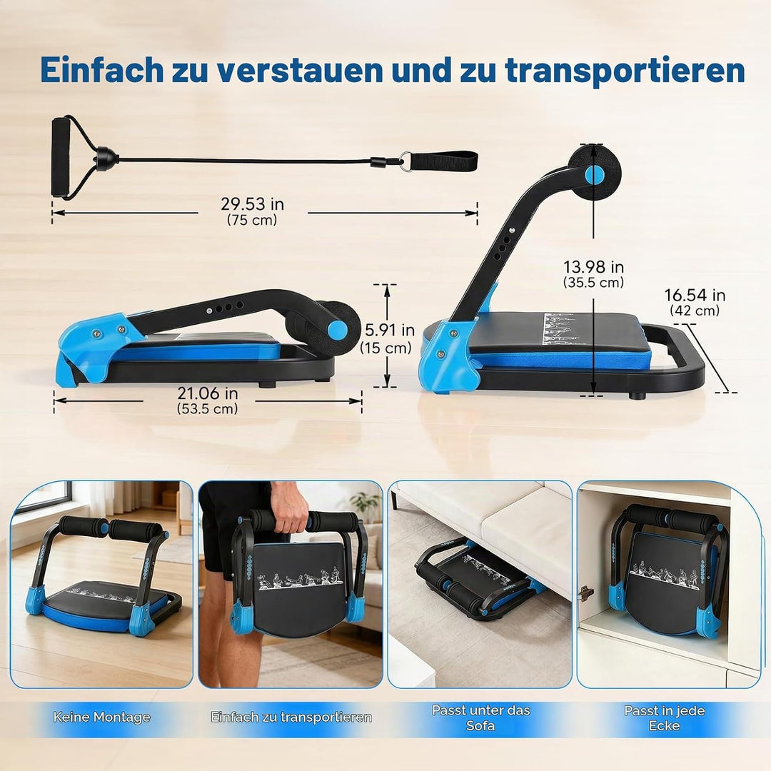 Bauchtrainer für Zuhause 4 Widerstandsstufen – Ganzkörper Core-Trainer für Zuhause, 150 kg belastbar