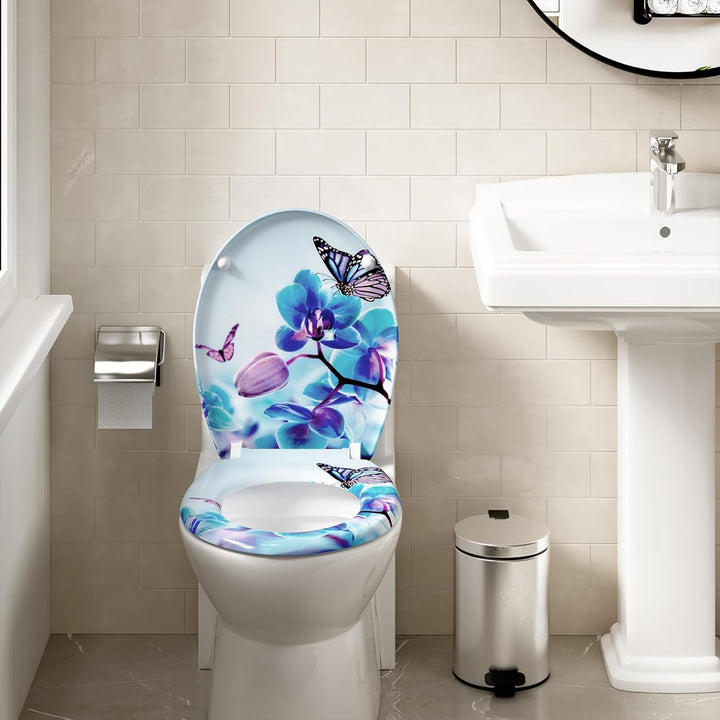 WOLTU WC Sitz mit Absenkautomatik,Toilettensitz Motiv, Toilettendeckel aus Duroplast, Stable Klodeck