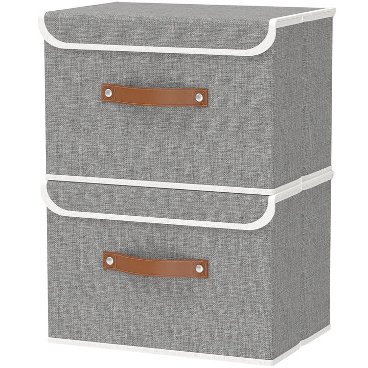 OUTBROS 2 Stück Aufbewahrungsboxen mit Deckel, 45 x 30 x 30 cm, faltbare Stoffboxen, Aufbewahrungskö