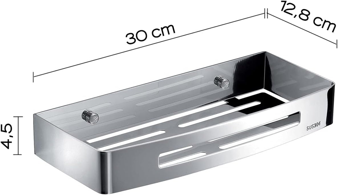 GEDY G-Hanoi Rechteckiger Duschkorb aus Edelstahl 304 mit Chrom-Finish, Design R&S Gedy, Masse 4,5 x