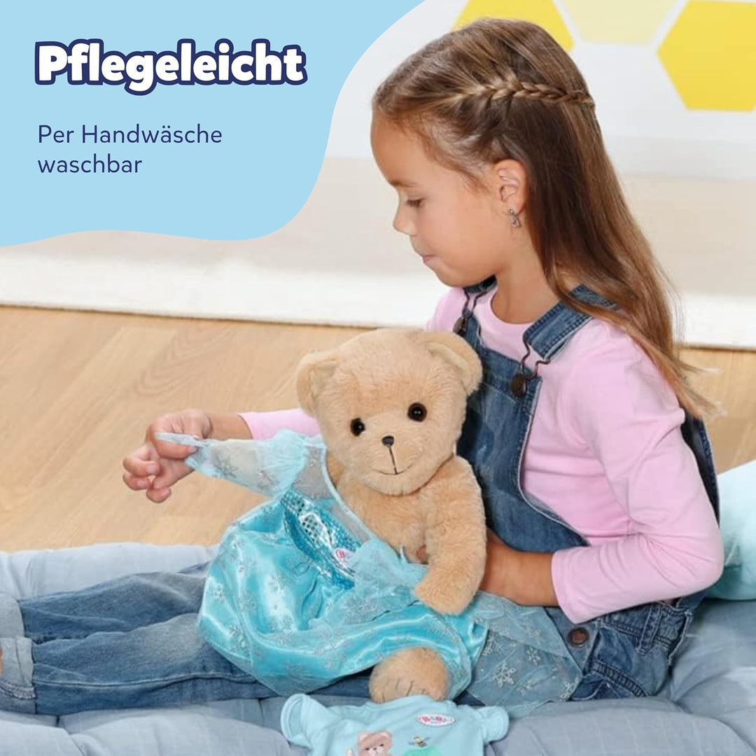 BABY born Bär,Teddy Kuscheltier mit blauem Strampler und beweglichen Armen und Beinen, 835593 Zapf C
