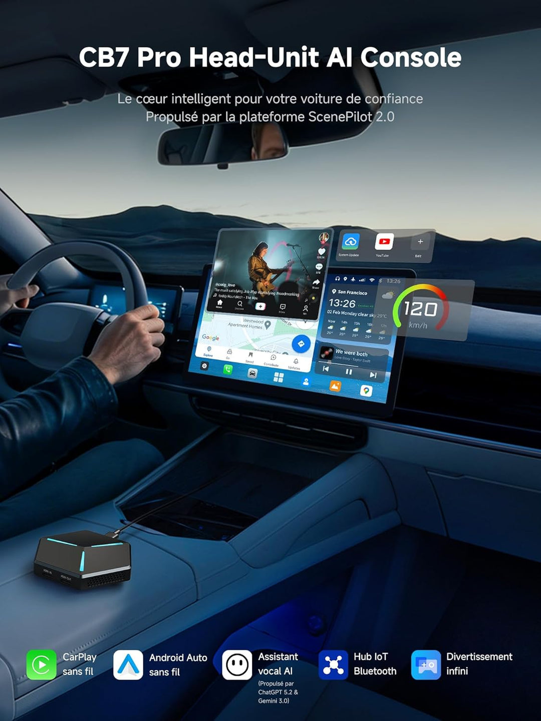 AI Box 8G+128G Android 13 Wireless CarPlay/Android Auto Adapter, HDMI, 4G LTE. Set mit AC-HD21F 1080