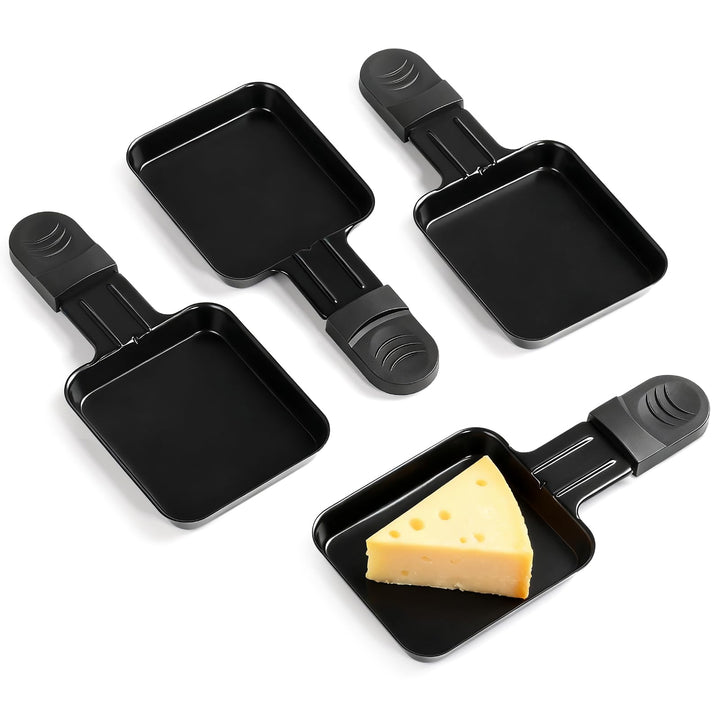 HengBO Raclette Pfännchen Ersatz, Edelstahl Antihaftbeschichtet, Schwarz, 18x8x1.5cm, 4 Stück, Mini