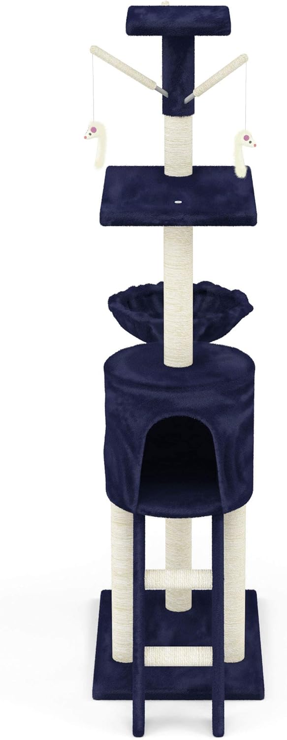Beltom® KRATZBAUM KATZENKRATZBAUM KLETTERBAUM KATZENBAUM SPIELBAUM 140 cm. Park Spiele - Blau, Blau