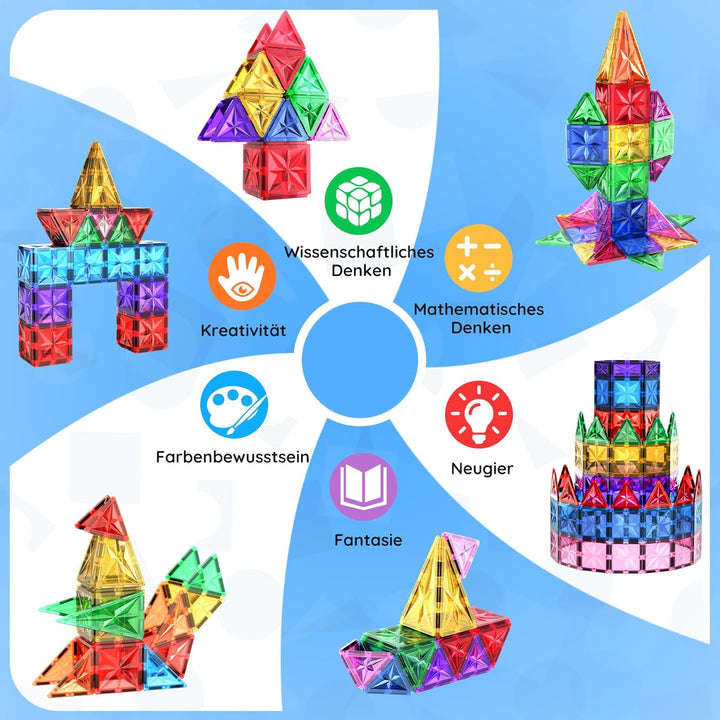 WOOBLO Magnetische Bausteine, Magnetspiel STEM Montessori Spielzeug ab 3 Jahre, Magnete Spielzeug ab
