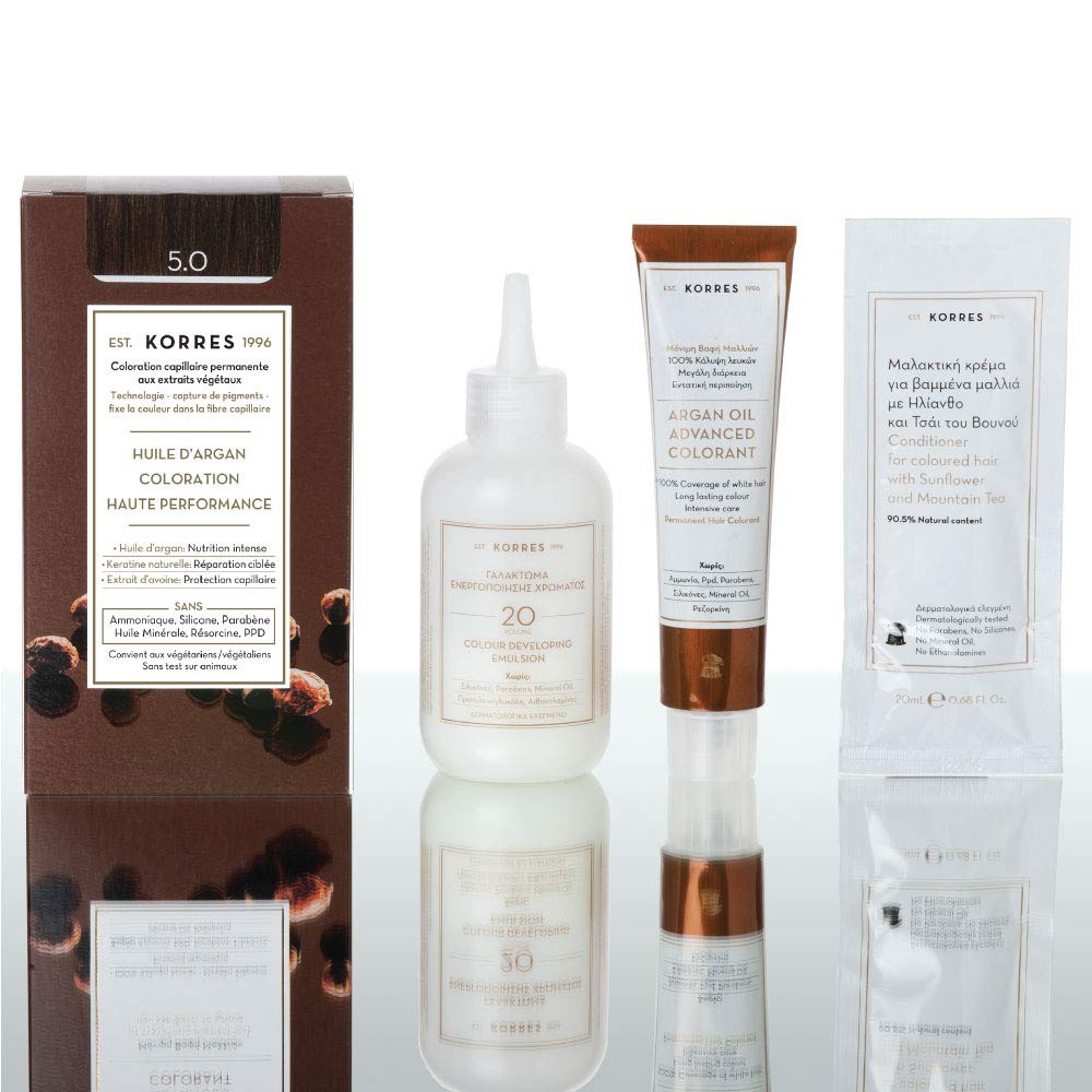 KORRES Argan Oil Colorant – ammoniakfreie Haarfarbe Hellbraun 5.0 – mit Bio-Arganöl, 100% Grauhaarab