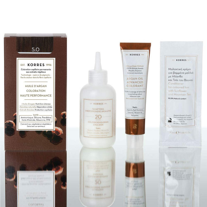 KORRES Argan Oil Colorant – ammoniakfreie Haarfarbe Hellbraun 5.0 – mit Bio-Arganöl, 100% Grauhaarab