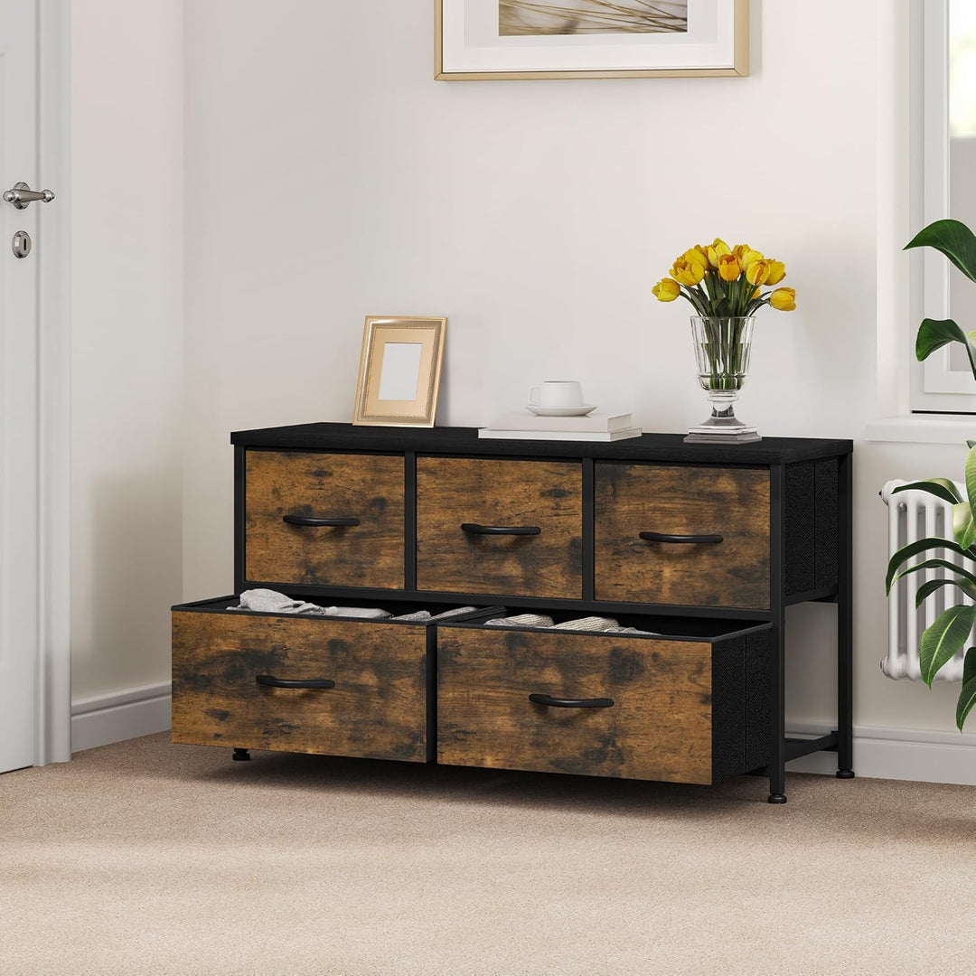 YITAHOME kommode mit Schubladen, Schrank mit 5 Schubladen aus Stoff, Aufbewahrungskommode Modernen S