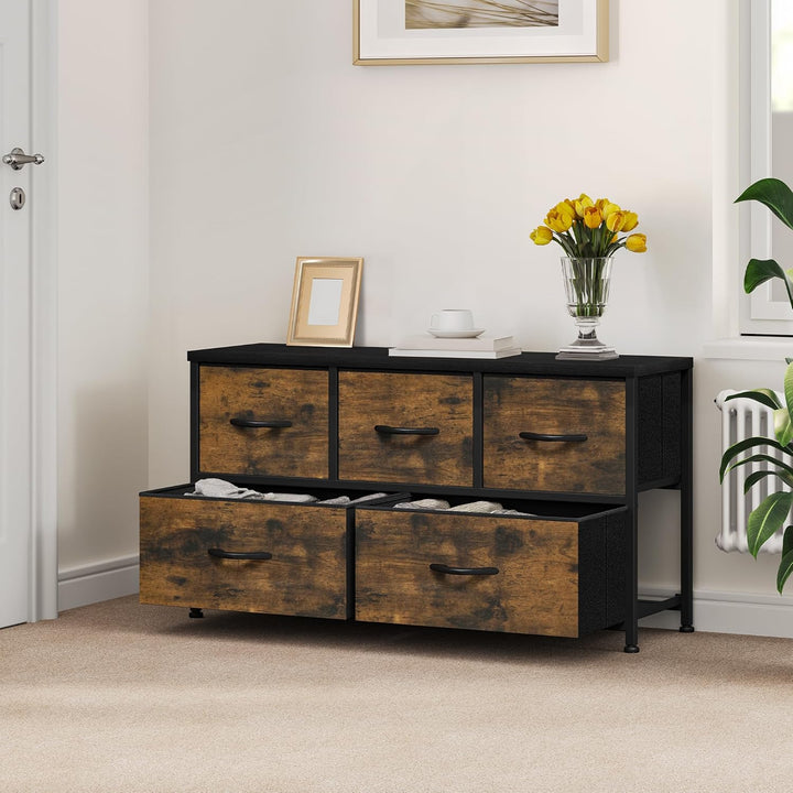 YITAHOME kommode mit Schubladen, Schrank mit 5 Schubladen aus Stoff, Aufbewahrungskommode Modernen S