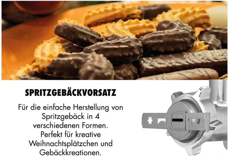 GASTROBACK DESIGN Fleischwolf 6-in-1 Plus #6 – elektrischer Fleischwolf mit 700 W, Rücklauf, Spritzg