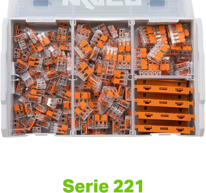 WAGO Original-Set, L-Boxx Mini, Verbindungsklemmen mit Hebel, Serie 221, 887-952, Lichtgrau, 229 Ver