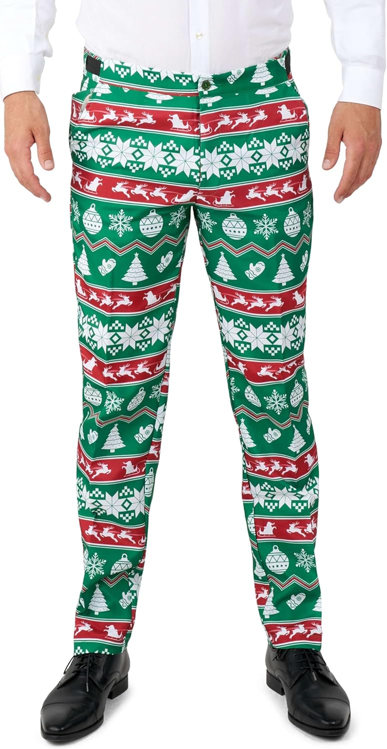 Suitmeister Herren-Weihnachtsanzug – hässliches Festtagsoutfit – bestehend aus Blazer, Hose und Kraw