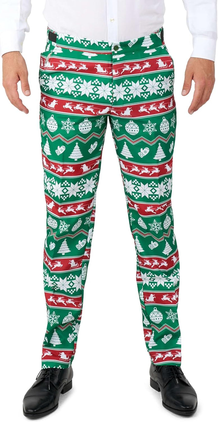 Suitmeister Herren-Weihnachtsanzug – hässliches Festtagsoutfit – bestehend aus Blazer, Hose und Kraw