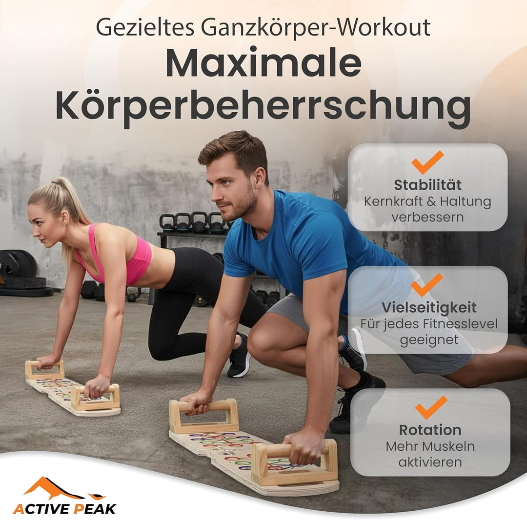 Push Up Board Holz 24-in-1 faltbares Liegestützbrett mit Griffen, Liegestützgriffe für Brust, Trizep