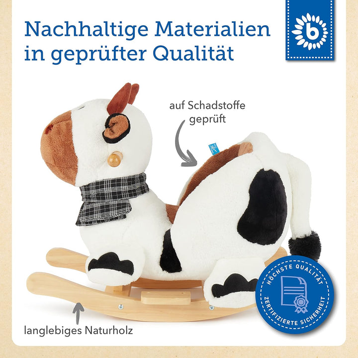 Bieco Plüsch Schaukeltier Kuh 'Bauernhof'| Kinder Schaukelstuhl | Sicherheitsgurt | Baby Schaukel |