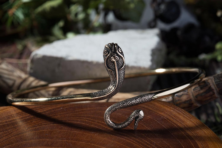 Windalf Bohemian Frauen Oberarmreif Medusa Ø 9.3 cm Damen Schlange-Schmuck Gipsy-Armschmuck Hochwert
