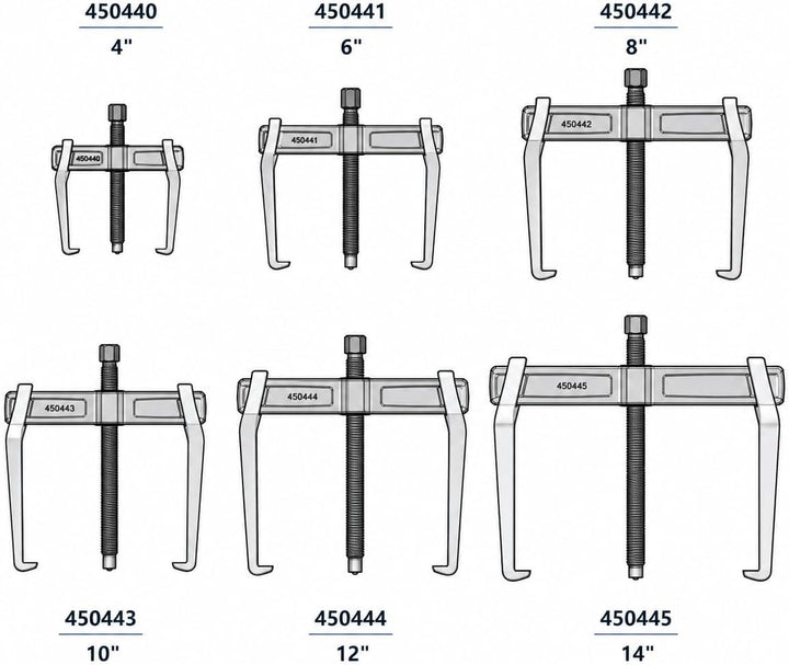KATSU Tools 2-Arm Abzieher 14", CR-V, Verstellbar, Handabzieher für Lager, Schwungräder, Riemenschei