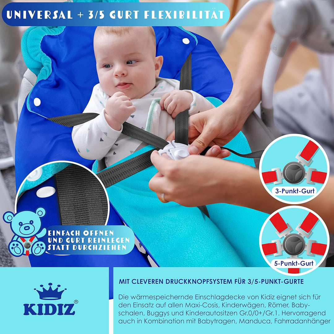 KIDIZ® Baby Einschlagdecke Babyschale Winter Herbst Babydecke mit Tasche Universal Fusssack kompatib