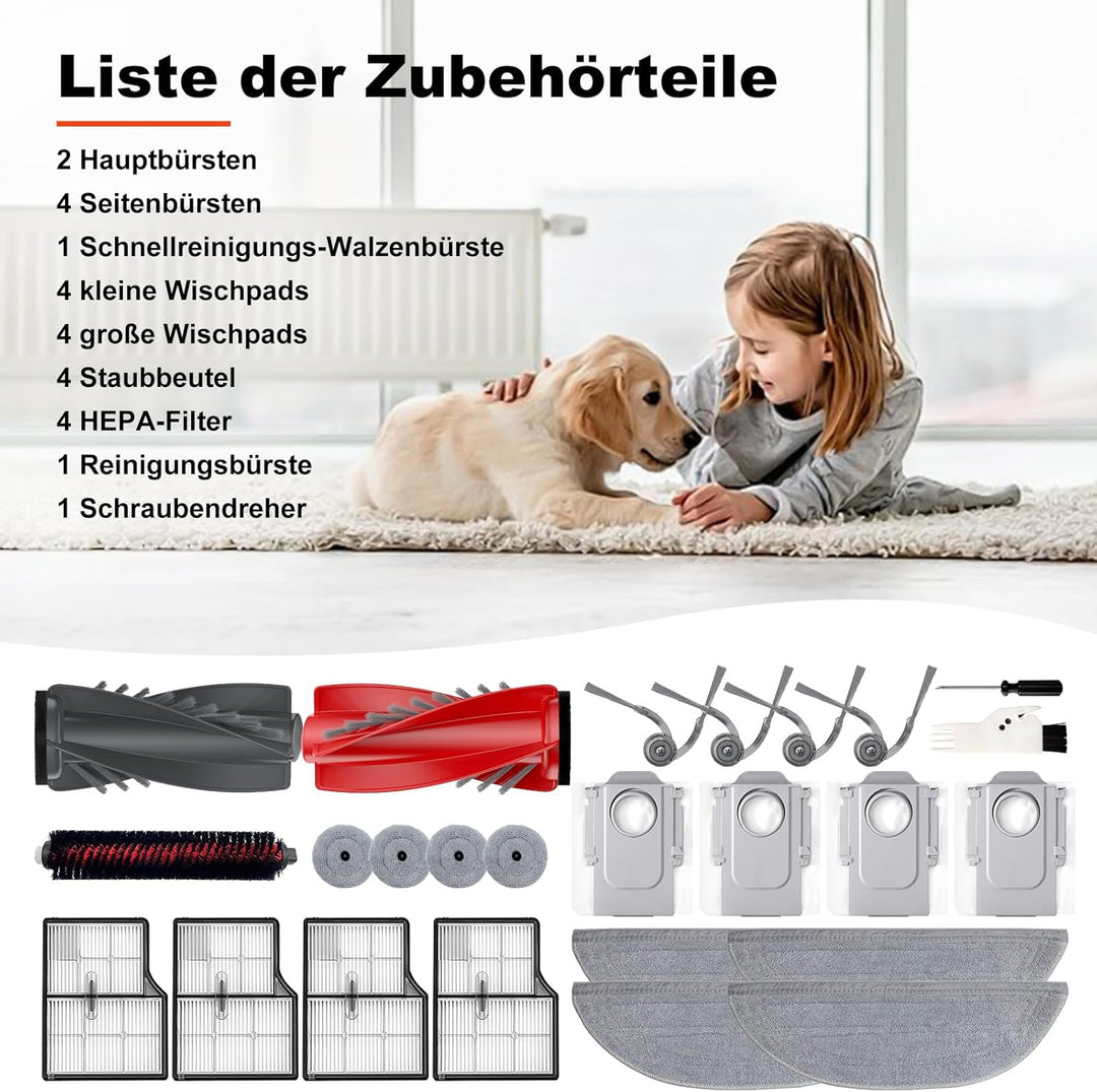 Saros 10 Zubehör für Roborock Saros 10 Saugroboter, 25 Stück, 2 Hauptbürsten, 4 Seitenbürsten, 4 Sta