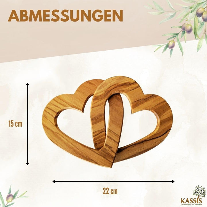 Kassis Geschenkartikel Personalisierte Olivenholz-Herzen für Brautpaar, zum Valentinstag, Jubiläum,
