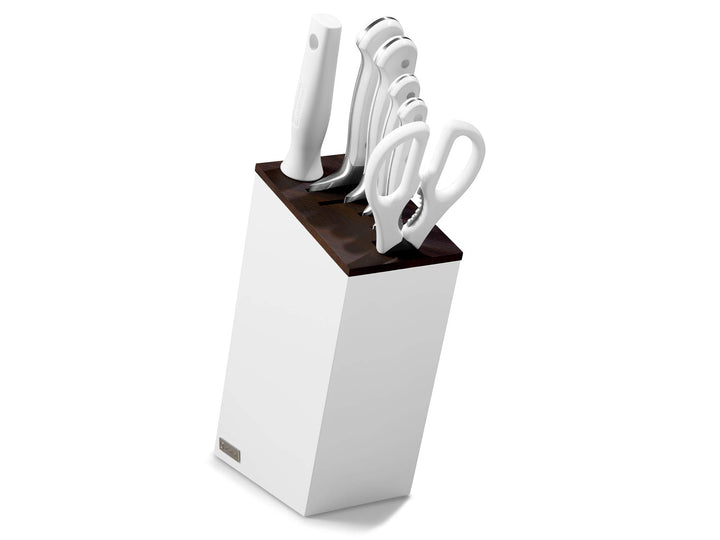 WÜSTHOF Classic White Messerblock mit 6 Artikeln 6-teilig, inkl. Brotmesser, 6-teilig, inkl. Brotmes