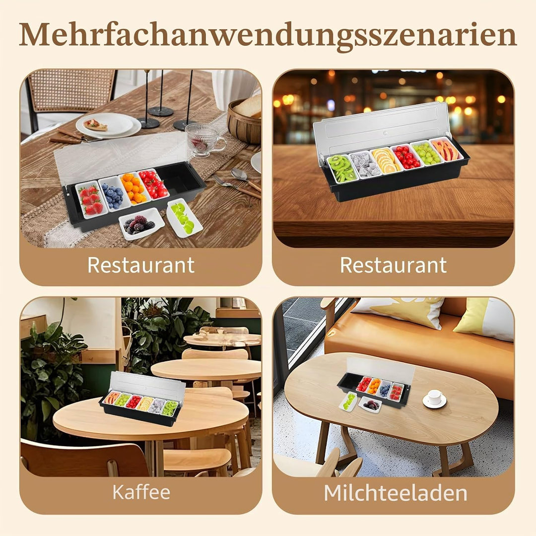 Gewürztrennbox, Gewürzbehälter, 6 Kästchen Transparenter Zutatenbehälter mit Deckel, Abnehmbares Gew