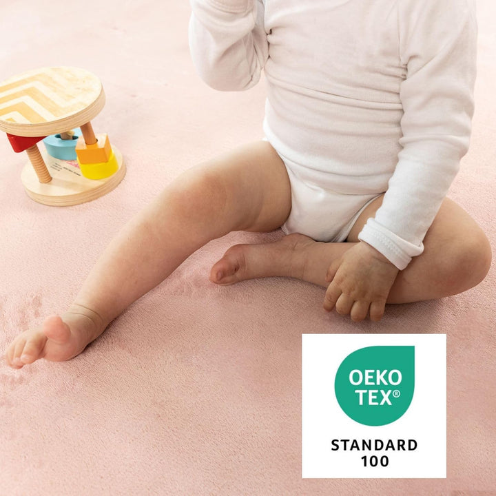 Wolkenweiche Spielmatte Baby 200x150x2,5cm, Rosa – Kinderzimmer Teppich mit hochwertigem Memory-Scha