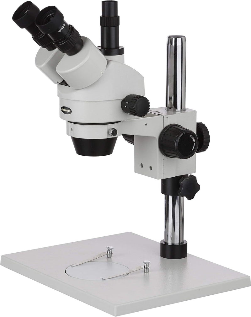 AmScope SM-1TZ Trinokulares Inspektionsmikroskop mit Super Gross Ständer, 3.5X-90X, Weiss