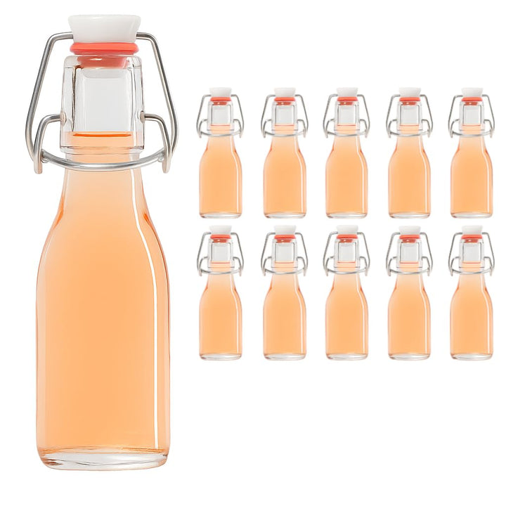 hocz 10er Set Bügelflaschen Bügelflasche Glasflaschen 100ml mit Bügelverschluss zum Selbstbefüllen G