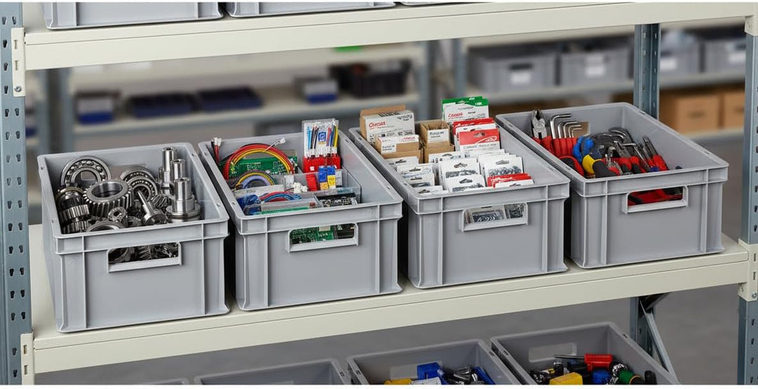 1a-TopStore 4 Stk. Euroboxen EB-417, grau, 40x30x17,5 cm (LxBxH), grau, Volumen: 16,5 Liter, lebensm