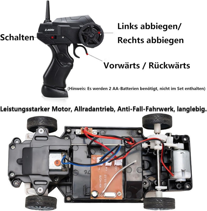 RC Drift Car, 1:24 Rennen mit 4WD Ferngesteuertes Auto 2.4Ghz Spielzeugauto Rennauto mit Arbeitssche
