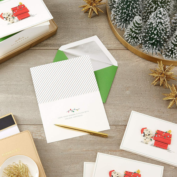 Hallmark Signature Peanuts Weihnachtskarten, Snoopy Weihnachtsbeleuchtung (10 Karten mit Umschlägen)