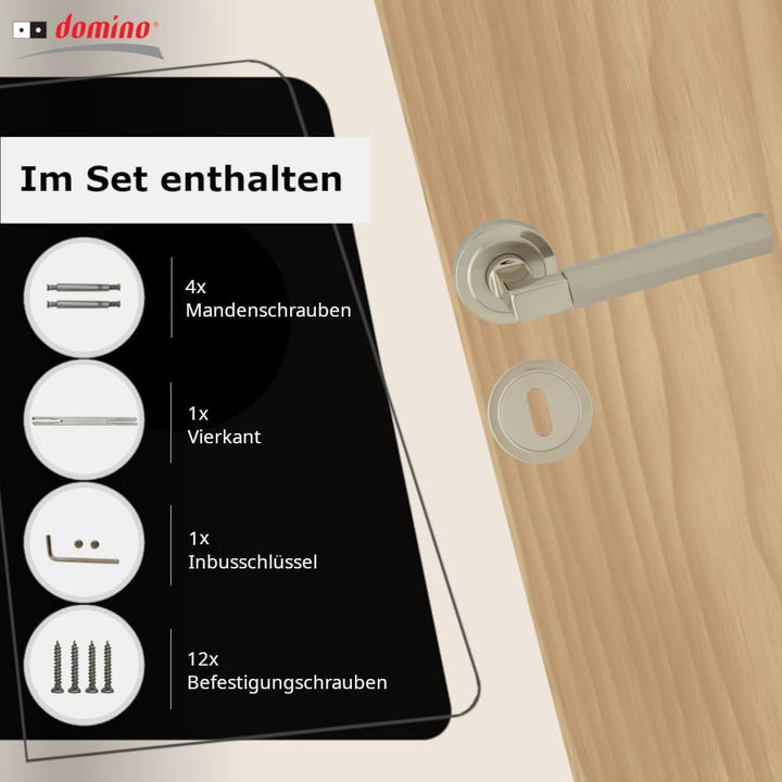 domino Türgriff HERA-R M7/M9 BB-Buntbart Drückergarnitur für Zimmertüren Türdrücker-Set Rosetten-Gar