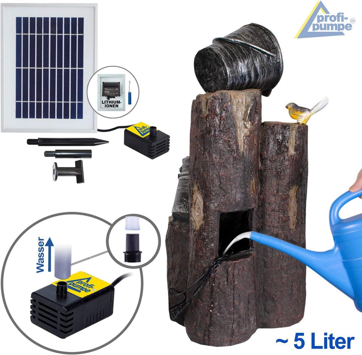 Gartenbrunnen Solarbrunnen Brunnen Vogelbad Wasserfall, Gartendeko mit Pumpe, Wasserspiel für Garten
