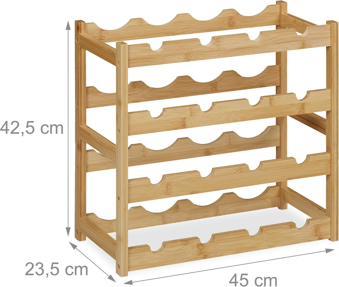 Relaxdays Weinregal, 16 Weinflaschen, HBT: 42,5 x 45 x 23,5 cm, Flaschenregal, Aufbewahrung von Getr