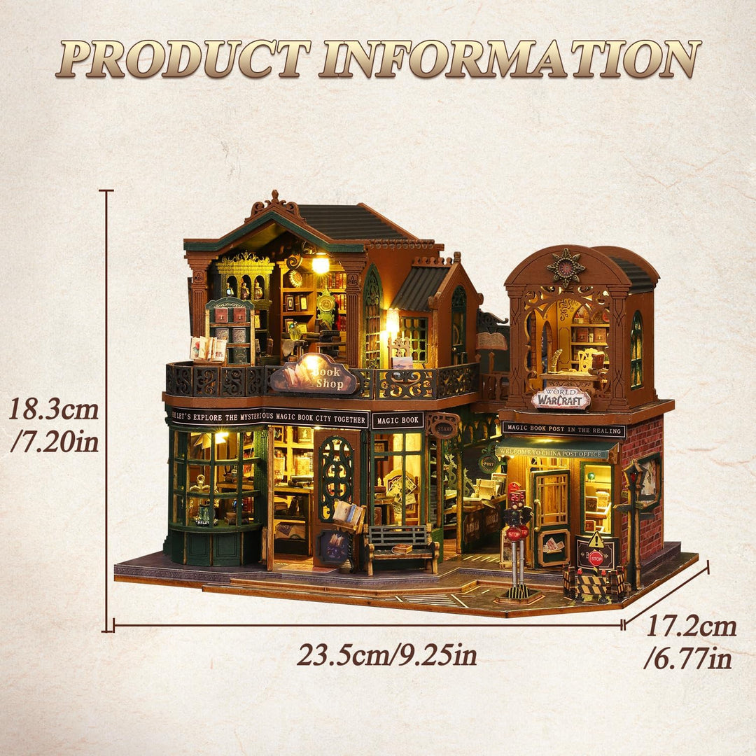 Mostop DIY Miniature Dollhouse Kit,Wooden Dollhouse Construction Kit,Miniature House Kit with LED Li