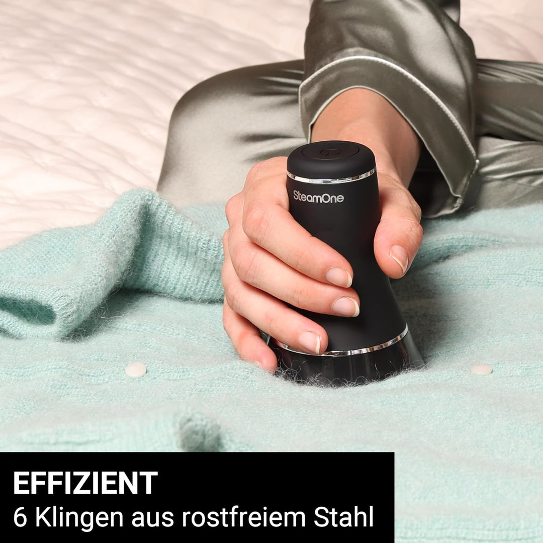 STEAMONE Fusselrasierer – XL-Behälter – 6 Edelstahlklingen – Ergonomischer Griff – Leistungsstark &amp;