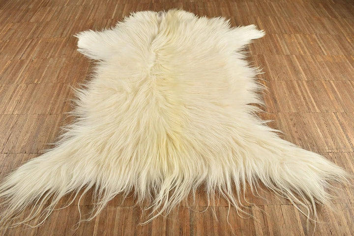 ZIEGENFELL Creme Weiss Champagner LANGHAAR CA. 70 x 50 cm DEKO Fell VON KUHFELLE ONLINE