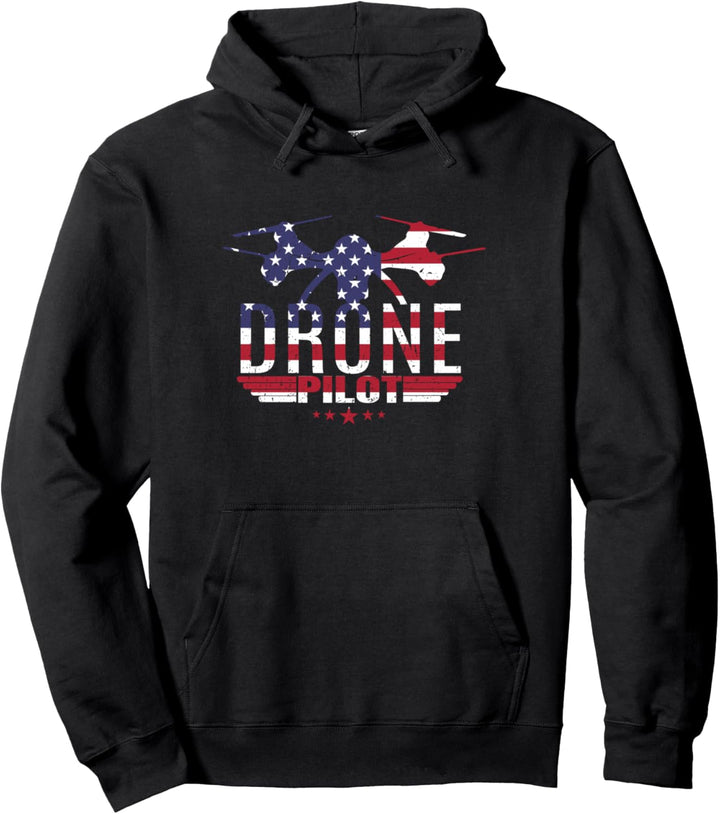 American Flag RC Drone Flying Aircraft Quadcopter Pilot Gift Pullover Hoodie