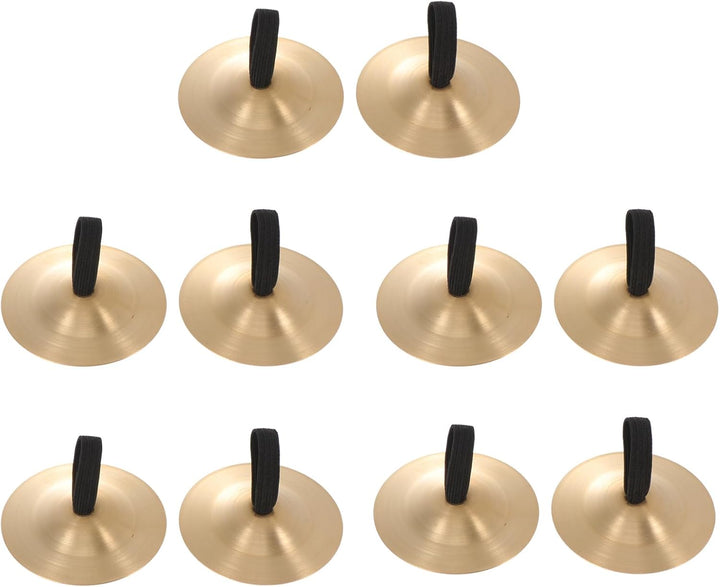 Vaguelly 5 Paar Fingerzimbeln, Kupfer Mini Finger Becken Handbecken mit elastischen Band, Bauchtanz