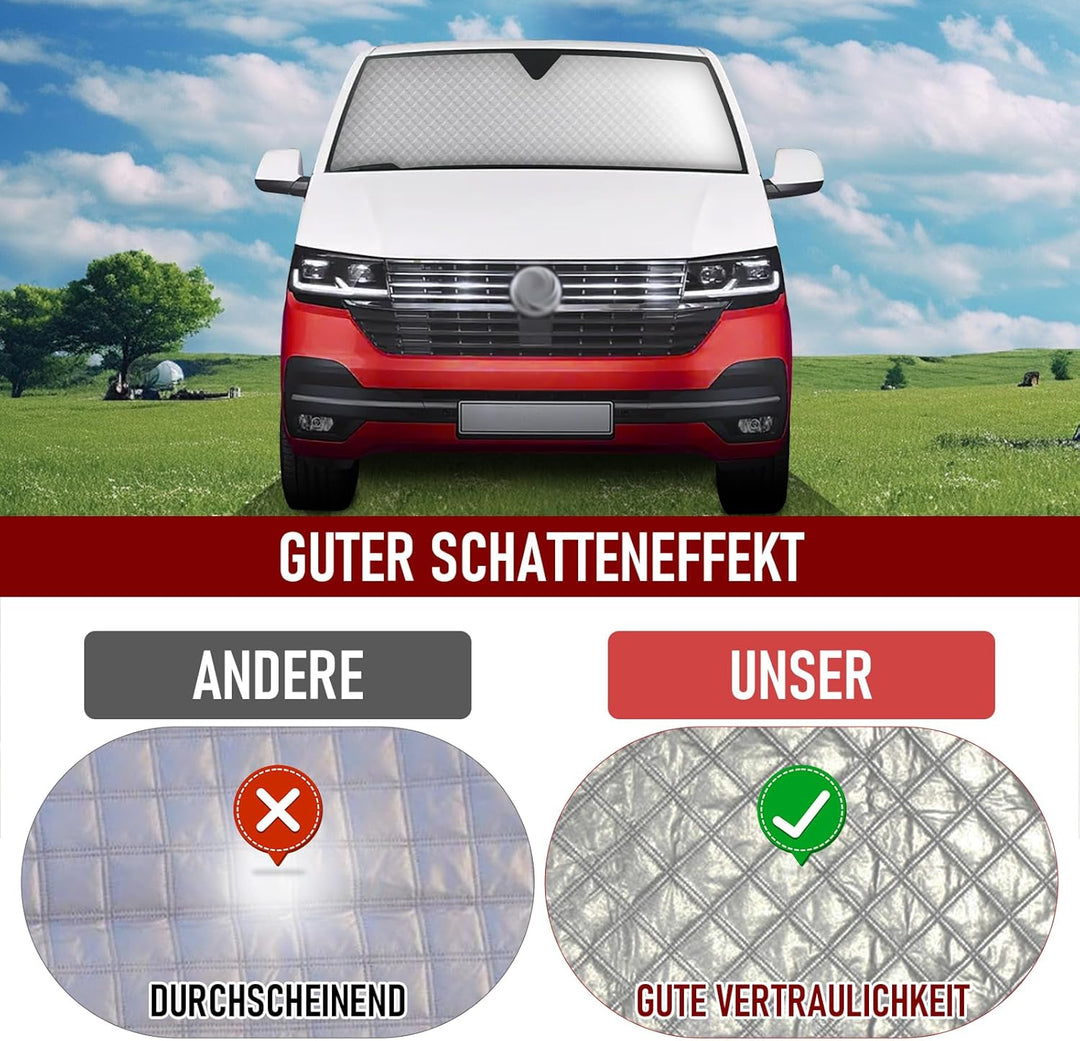 8Stk Thermomatte Fahrerhaus passend für VW T5/T6 SWB, Luxus Interne Auto Sonnenblende Frontscheibena