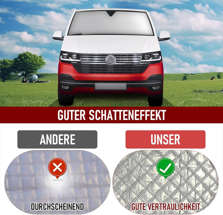 8Stk Thermomatte Fahrerhaus passend für VW T5/T6 SWB, Luxus Interne Auto Sonnenblende Frontscheibena