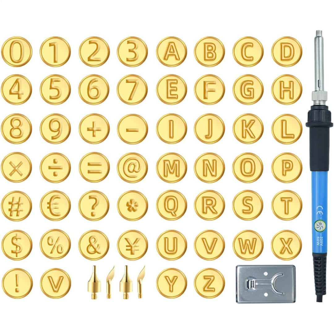 Holzbrennen Buchstaben Set - Präge Gravur Aufsätze Set,Temperaturregulierbarer Brennstift inklusive