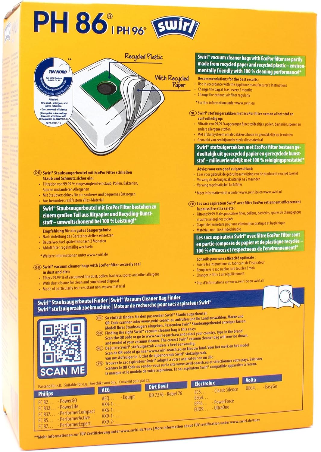 PakTrade 4 Staubsaugerbeutel + Deo-Perlen kompatibel mit Philips Hygiene - Specialist | kompatibel m