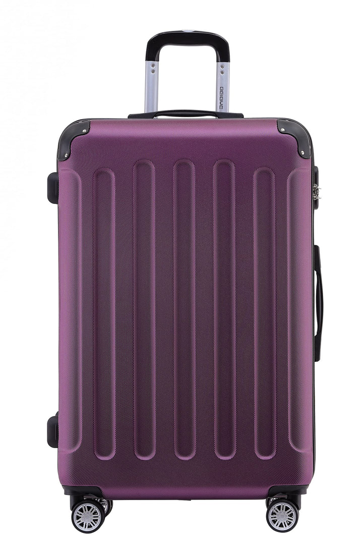 BEIBYE- Hartschalenkoffer Koffer Trolley Rollkoffer Reisekoffer Zahlenschloss 4 Zwilings-Rollen (Vio