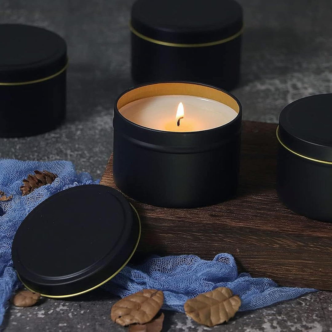 24 Stück Kerzendosen, 120ml Kerzenbehälter, Mini Candle Making Jars Schwarz, Runde Kerzengläser, Ker