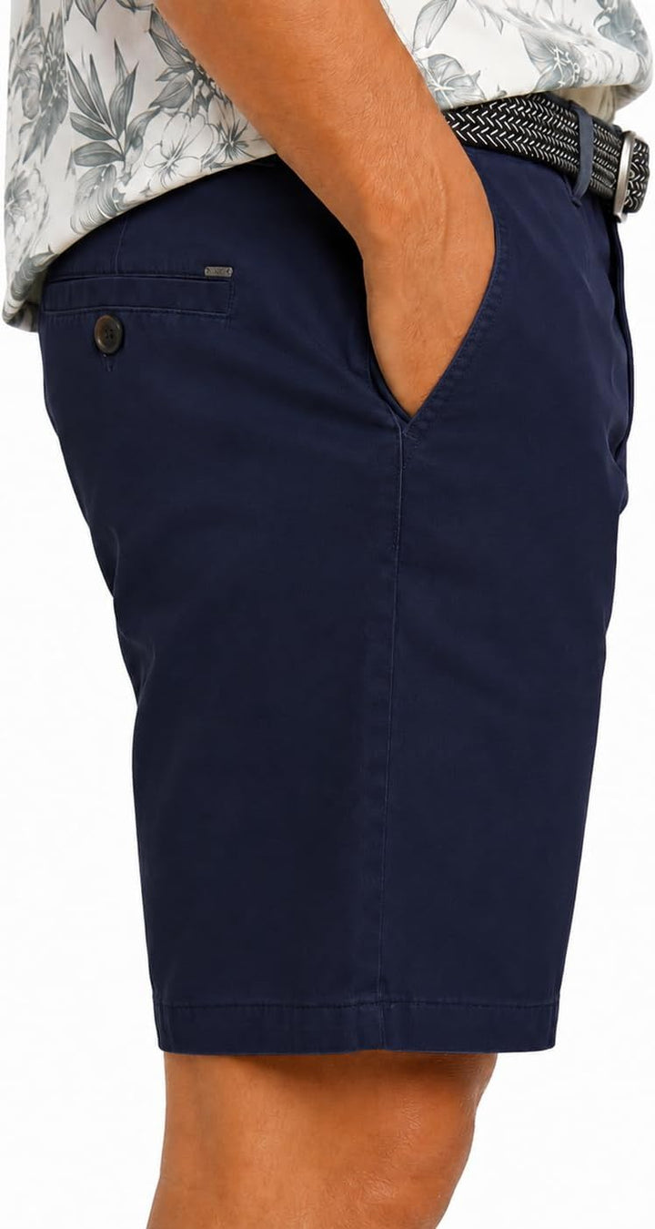 Xact Herren Premium massgeschneiderte Stretch Chino Shorts 30 Marineblau mit Gürtel, 30 Marineblau m