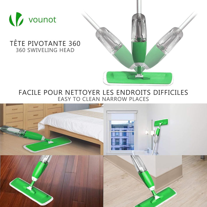 VOUNOT® Wischer mit sprühfunktion, Sprühwischer mit 650ml Wassertank, Bodenwischer mit Sprühdüse, Sp