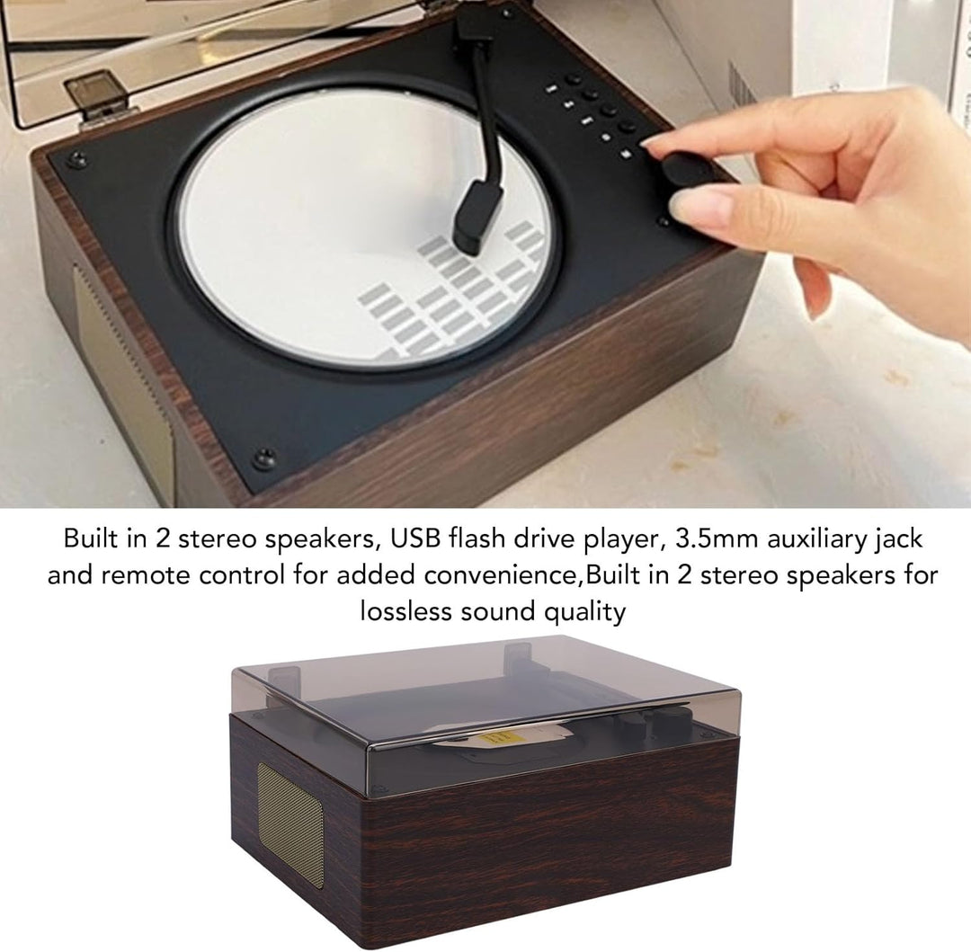 Tragbarer Bluetooth CD Player mit Fernbedienung Retro HiFi-Sound-Lautsprecher Unterstützt CD AUX USB